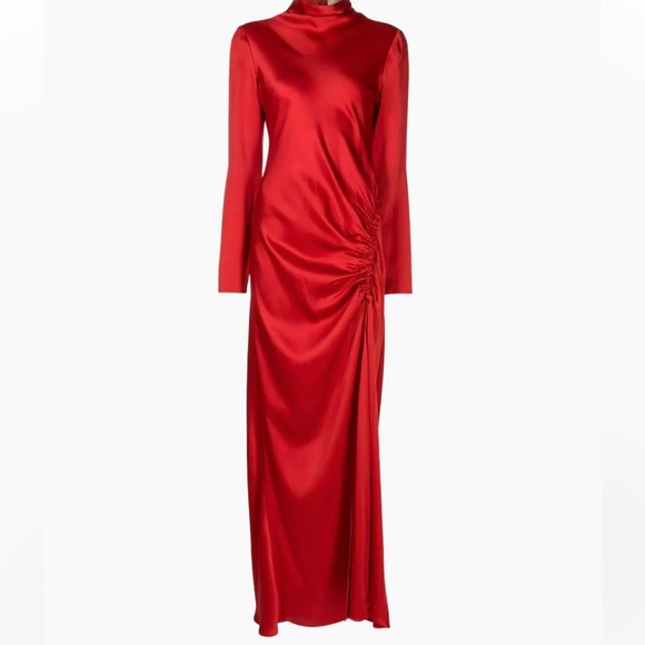 Lapointe satin long gown with slit - Picture 3 of 9